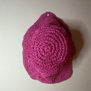 Zara Crochet Straw Hot Pink Bucket Hat